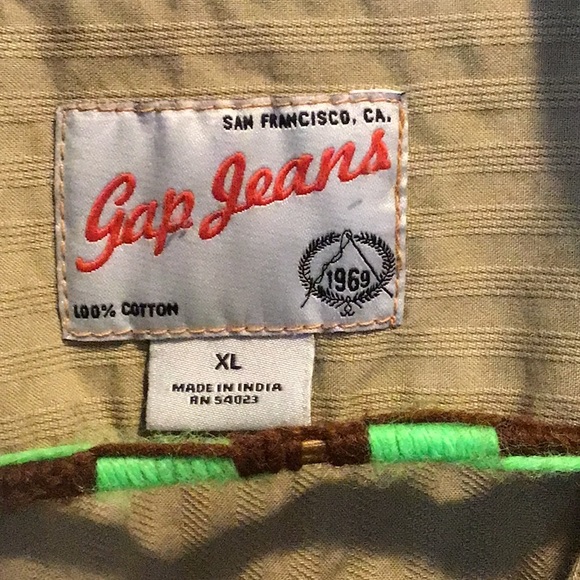 Gap Jeans Men’s Long Sleeve Button Down Olive Green Shirt X-Large - Picture 2 of 3